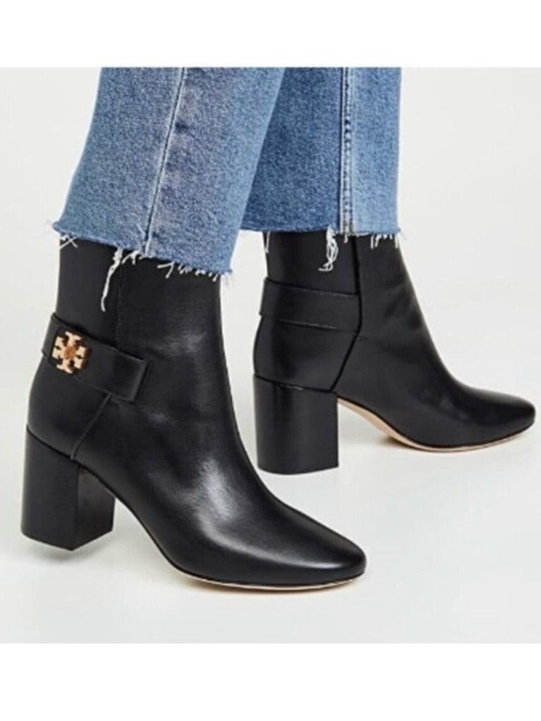 Tory Burch Black Gold Logo Turnlock Kira Boot Bootie